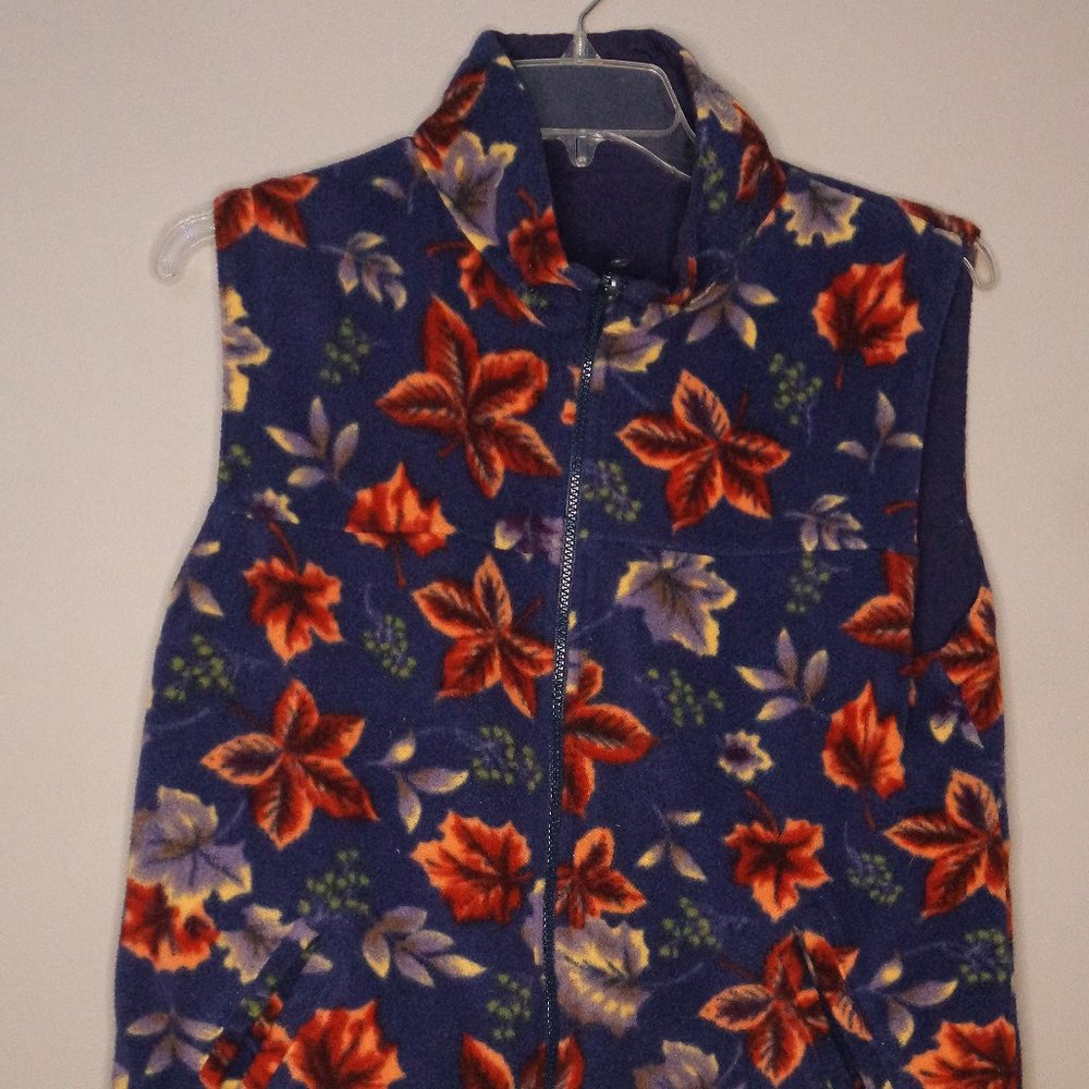 Vintage NORTHERN REFLECTIONS Reversible Fleece Leaves & Nylon Vest Womens Medium